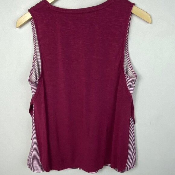 Anthropologie Deletta Weekdays Layered Tank Pink Red V-Neck Size Small Top Boho - Picture 10 of 10